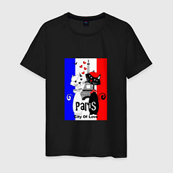 Футболка хлопковая мужская Paris city of love, цвет: черный