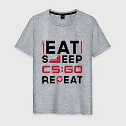 Мужская футболка Надпись: eat sleep Counter Strike repeat