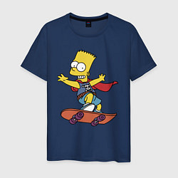 Футболка хлопковая мужская Барт Симпсон - крутой скейтер, цвет: тёмно-синий