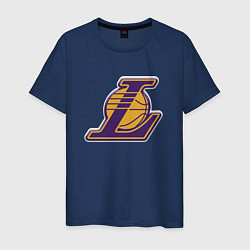 Футболка хлопковая мужская ЛА Лейкерс объемное лого, цвет: тёмно-синий