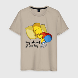 Мужская футболка Успокойся и немного поспи - Барт Симпсон