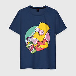 Мужская футболка Барт Симпсон пьёт лимонад