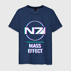 Мужская футболка Mass Effect в стиле glitch и баги графики