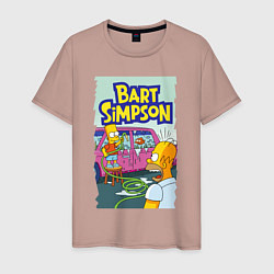 Мужская футболка Барт Симпсон устроил из автомобиля аквариум