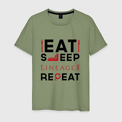 Мужская футболка Надпись: eat sleep Lineage 2 repeat