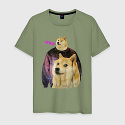 Мужская футболка Пёсик Доге в свитере с пёсиком Доге