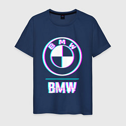 Мужская футболка Значок BMW в стиле glitch