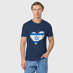 Футболка хлопковая мужская Сердце - Израиль, цвет: тёмно-синий — фото 2