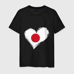 Футболка хлопковая мужская Сердце - Япония, цвет: черный