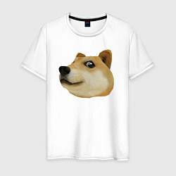 Мужская футболка Объёмный пиксельный пёс Доге внимательно смотрит