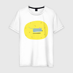 Мужская футболка Серая мышка сидит на сыре