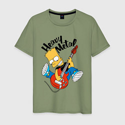 Мужская футболка Барт Симпсон - гитарист - heavy metal