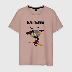 Мужская футболка Ведьма в лунную ночь хэллоуина halloween