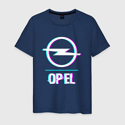 Мужская футболка Значок Opel в стиле glitch
