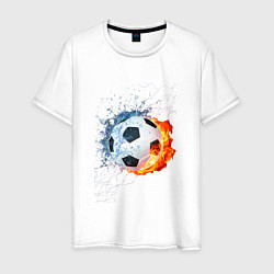 Футболка хлопковая мужская Футбол - противостояние стихий, цвет: белый