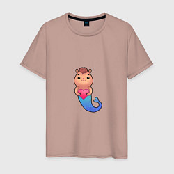 Мужская футболка Русахомка Кавайный хомячок - русалочка с сердечком