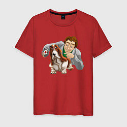 Мужская футболка Ветеринар лечит собачку бассет-хаунда