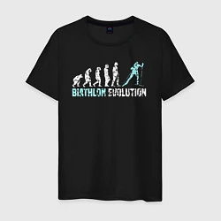 Футболка хлопковая мужская Эволюция в биатлон, цвет: черный