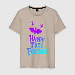 Футболка хлопковая мужская Happy Three Friends - NEON, цвет: миндальный