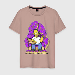 Мужская футболка Гомер Симпсон - страстный любитель пончиков