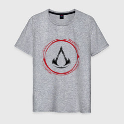 Мужская футболка Символ Assassins Creed и красная краска вокруг