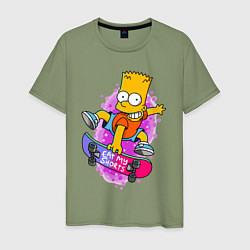 Мужская футболка Барт Симпсон на скейтборде - Eat my shorts!