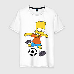 Мужская футболка Барт Симпсон бьёт по футбольному мячу