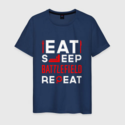 Мужская футболка Надпись eat sleep Battlefield repeat