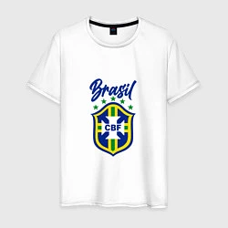 Футболка хлопковая мужская Brasil Football, цвет: белый