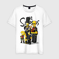 Мужская футболка Семейка Симпсонов в кожаной одежде с заклёпками