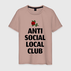 Футболка хлопковая мужская Anti social local club, цвет: пыльно-розовый