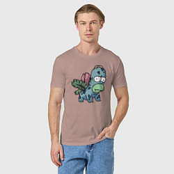 Футболка хлопковая мужская Гомер Бульбазавр, цвет: пыльно-розовый — фото 2