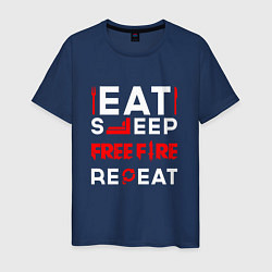 Мужская футболка Надпись eat sleep Free Fire repeat