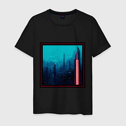 Мужская футболка Неоновый город будущего