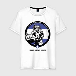 Футболка хлопковая мужская Krav-maga tiger emblem, цвет: белый