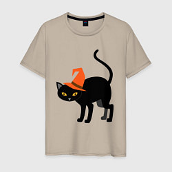 Мужская футболка Чёрный хэллоуинский котик