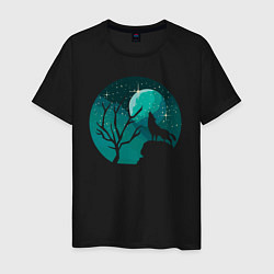 Мужская футболка Луна волк и лес