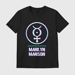 Футболка хлопковая мужская Marilyn Manson glitch rock, цвет: черный