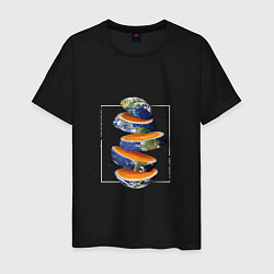 Мужская футболка Планета Земля апельсин в разрезе