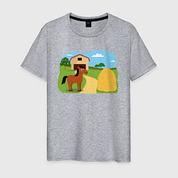Мужская футболка Лошадка на ферме
