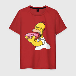 Мужская футболка Гомер Симпсон нацелился на пончик