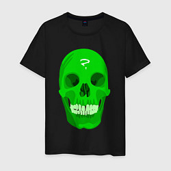 Мужская футболка Зелёный череп со знаком вопроса