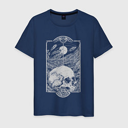 Мужская футболка Ночь, луна, листья пальмы, череп - герб