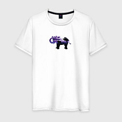 Мужская футболка Силуэт слона и фиолетовый пейзаж