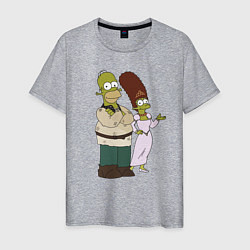 Футболка хлопковая мужская Homer and Marge in Shrek style, цвет: меланж