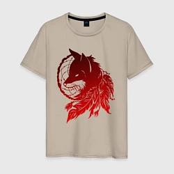 Мужская футболка Ловец снов и лис с перьями