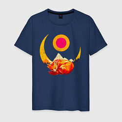 Мужская футболка Спящий под луной лис