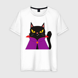 Мужская футболка Чёрный котик-волшебник