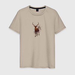 Мужская футболка Осенний лес в силуэте идущего оленя
