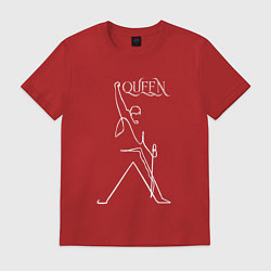 Футболка хлопковая мужская Queen- Фредди и микрофон, цвет: красный